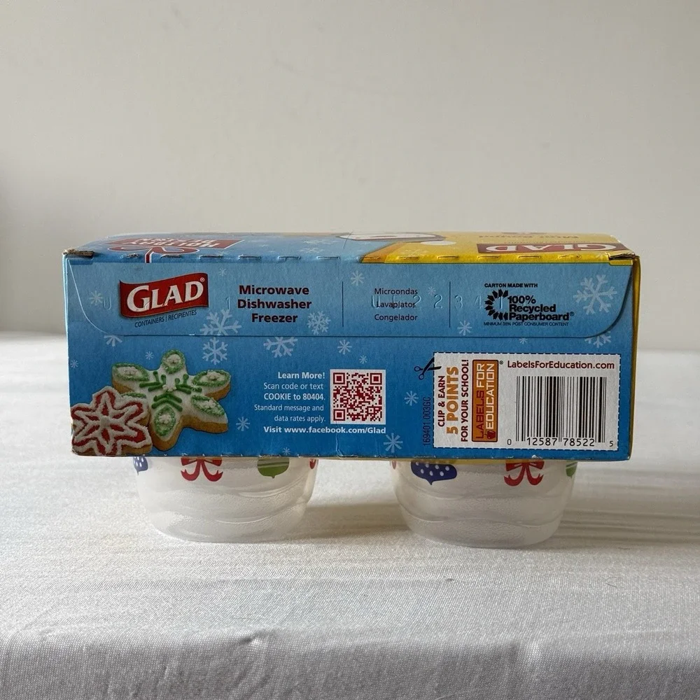 Glad Holiday Edition Mini-Round Food Storage Containers w/ Lids 4oz 8pk NEW